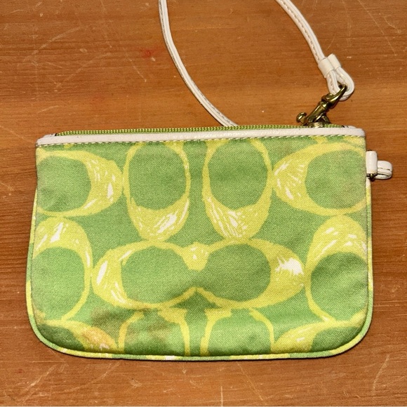 Coach Green and White Wristlet Pouch - Picture 3 of 5
